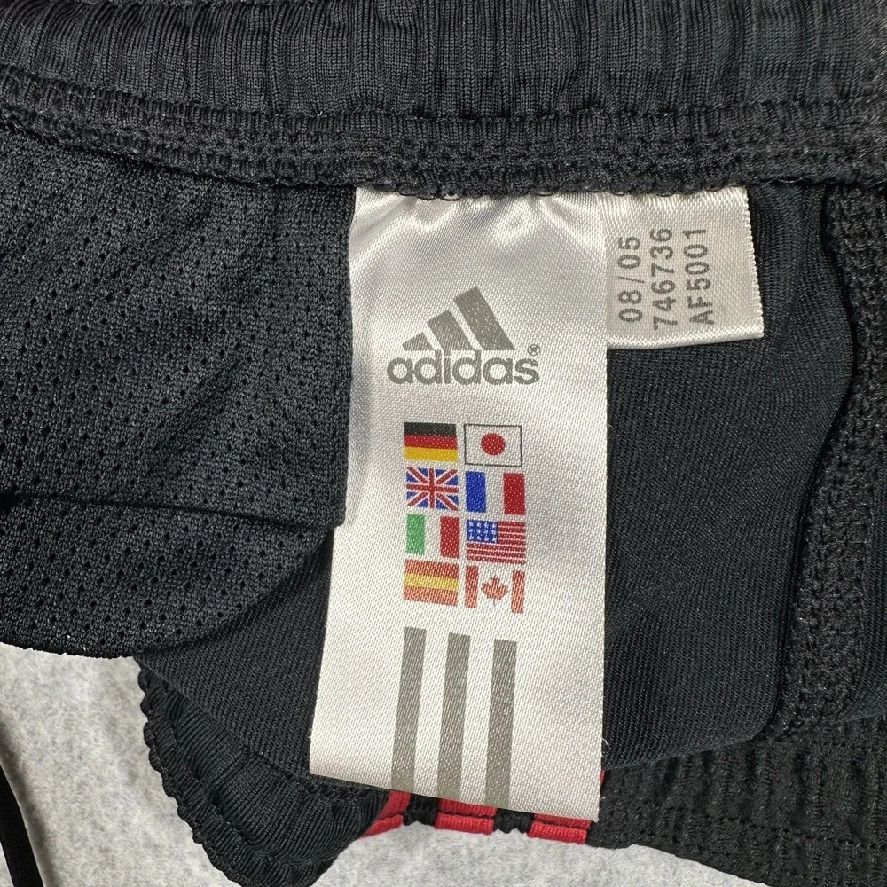 Vintage Y2K Adidas Track Pants Black Red 3 Stripe Drawstring Size XL Zip Cuff